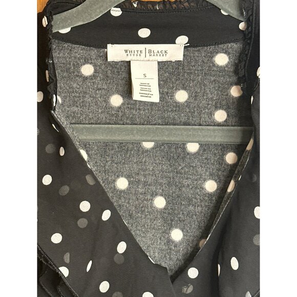 WHBM White House Black Market Polka Dot Ruffle Neck Chic Dress – Size Small - Picture 6 of 6